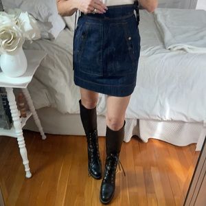 Kenzo dark denim mini skirt with side ties. So cute and chic. Size XS